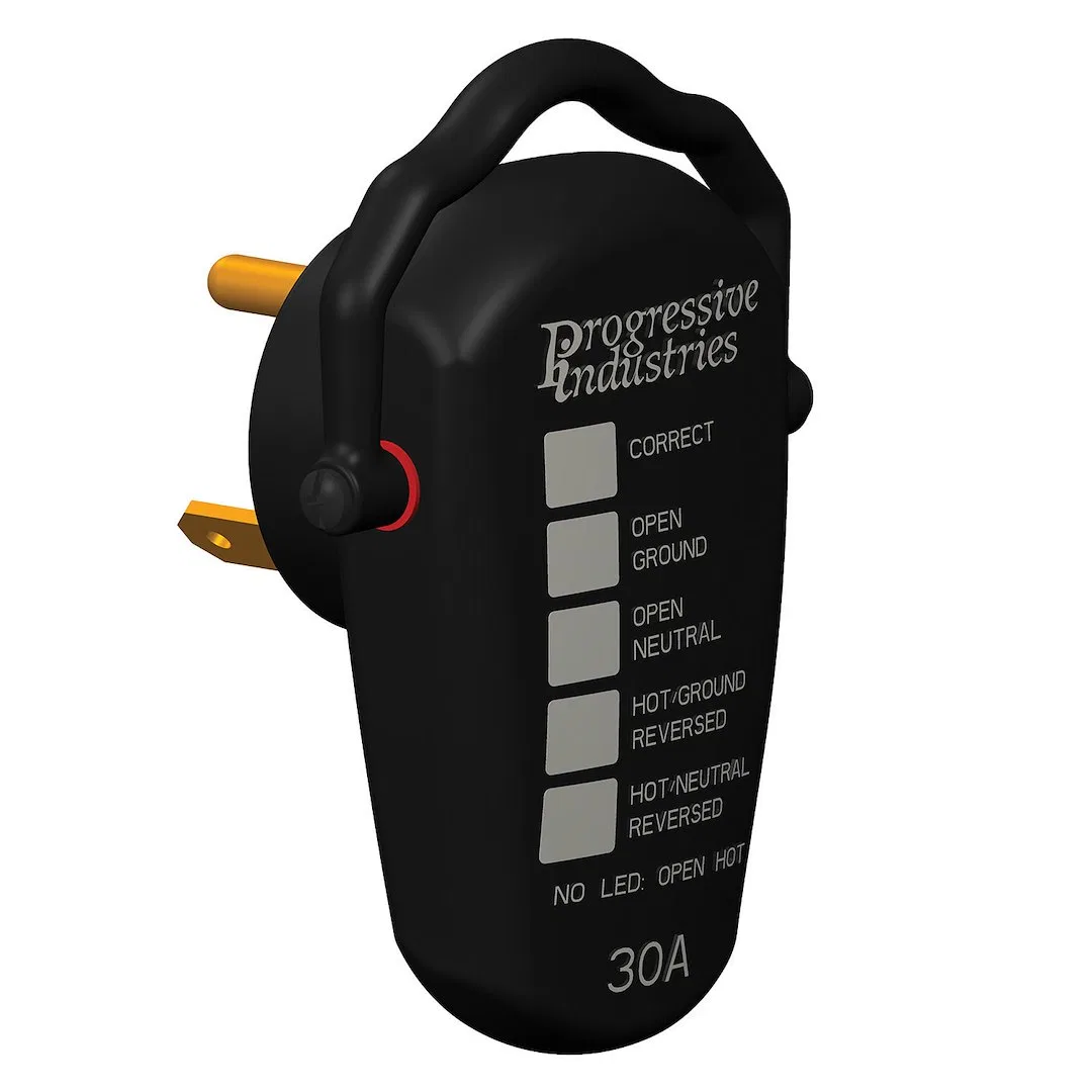 RRT-30 – PROGRESSIVE Circuit Tester, With Fault Indicator Light 30 Amp Outlet With Swivel Plug Head Handle Tests Open...